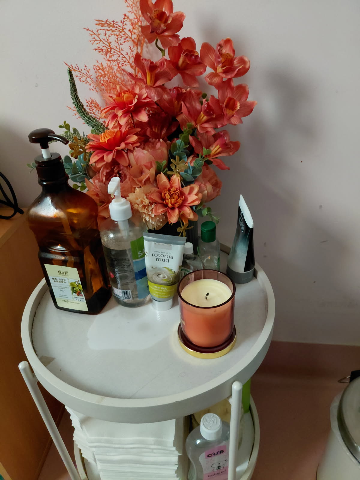 Selection of massage oils and essential oil products used for therapy